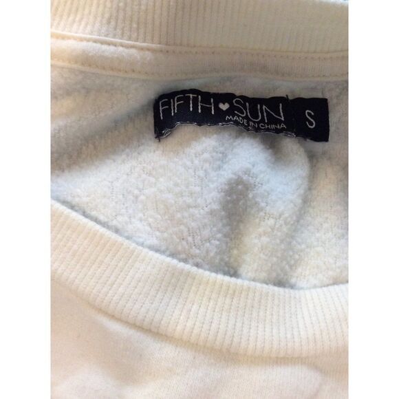 Fifth & Sun Long Sleeve Top Small Cream Cotton Polyester Blend Blouse Shirt - Picture 3 of 3